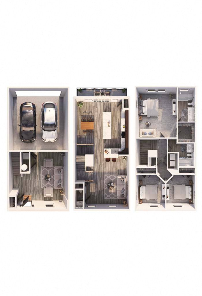 Floor plan for 3 beds, 2.5 baths, 2400 sqft